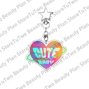 Creative Letter Double-sided Printing Acrylic Keychain I LOVE YOU 26 Letters Bag Key Chain Ring Pendant Gifts for Friends Couple