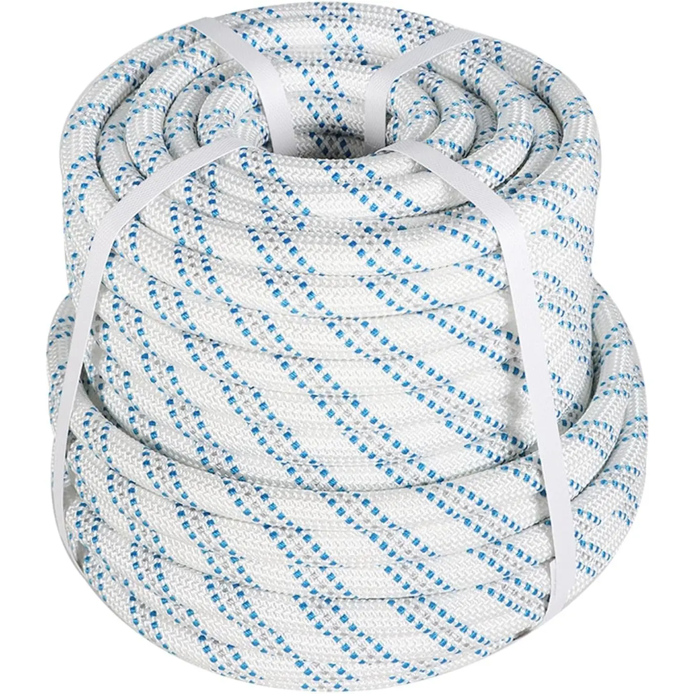 5/8 in 150 FT Braided Rigging Rope 11000 LBS Breaking Strength High Force Polyester Arborist Rope Suitable for Swing Camping Tree Work White Grey Blue