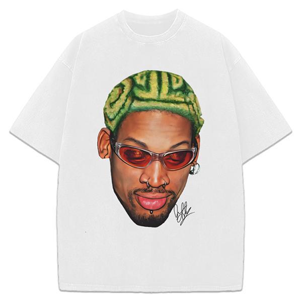 Women's Short-Sleeve Loose Dennis Zig Zag Green Hair Hollywood 90's Vintage Graphic T-Shirt, Shortsleeve, Vintage Graphic Tees
