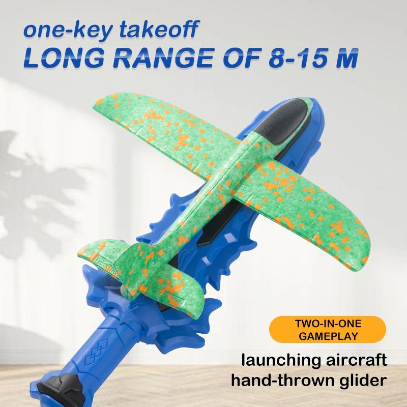 Foam Airplane Flying Toy, 1 Set Sword Design Launcher & Random Foam Airplane Flying Toy, 1 Set Sword Design Launcher & Random