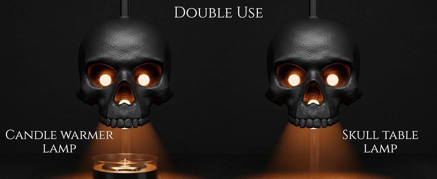 Skull Candle Warmer Lamp with Timer & Dimmer – Adjustable Height Gothic Candle Lamp (Candles Not Included)