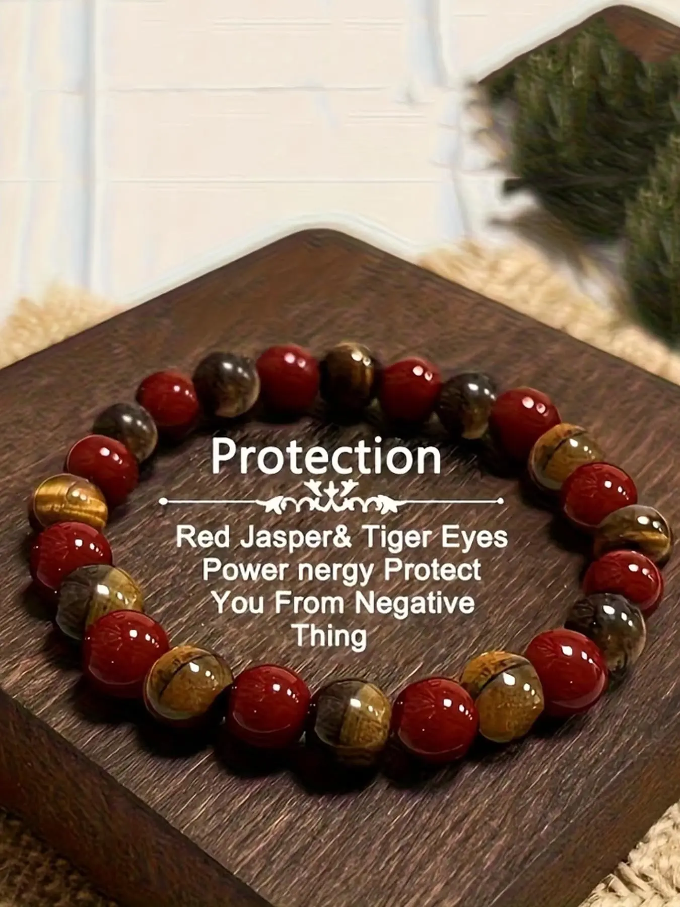 1pc Bohemian Style Tiger Eye Stone And August Birthstone Bracelet With Intertwined Bead Design, Suitable For Casual Wear, August Birthday Gifts, Party/Holiday Bohemian Style Accessories, Beaded Bracelets, Fashionable Items To Wear All Year Round