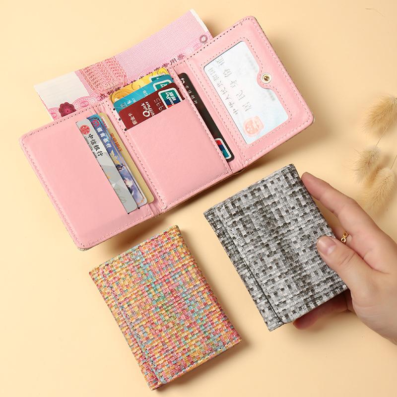 Woven Pattern Multi-Functional Card Holder PU Leather Wallet with Multiple Slots for Men & Women Creative ID Case for Credit Cards & Driver's License Everyday Essential