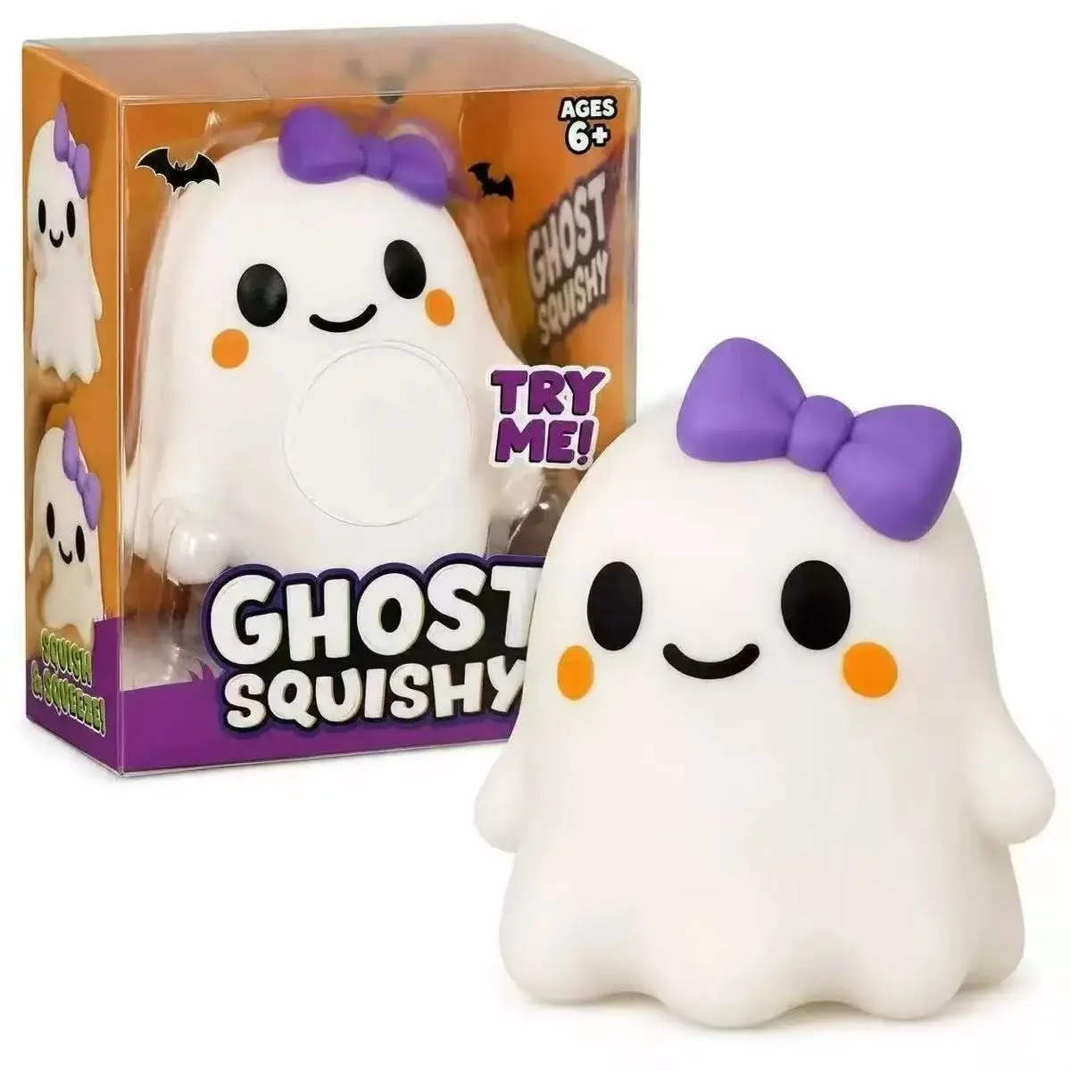Halloween Cute Ghost Pumpkin Squishy Toy, Soft Squeeze Squishies, Stress Relief Rebound Plush, Perfect Party Gift, Fun Squeeze Toy for Kids & Adults, Decompression Squishy