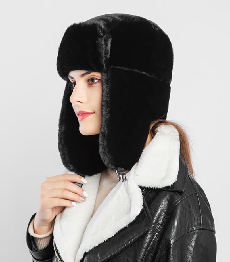 Women's Trapper Hat Faux  Winter Hats Fuzzy Russian Hat with Buckle Trooper Warm Ski Cycling Ear Flap Hat 2025