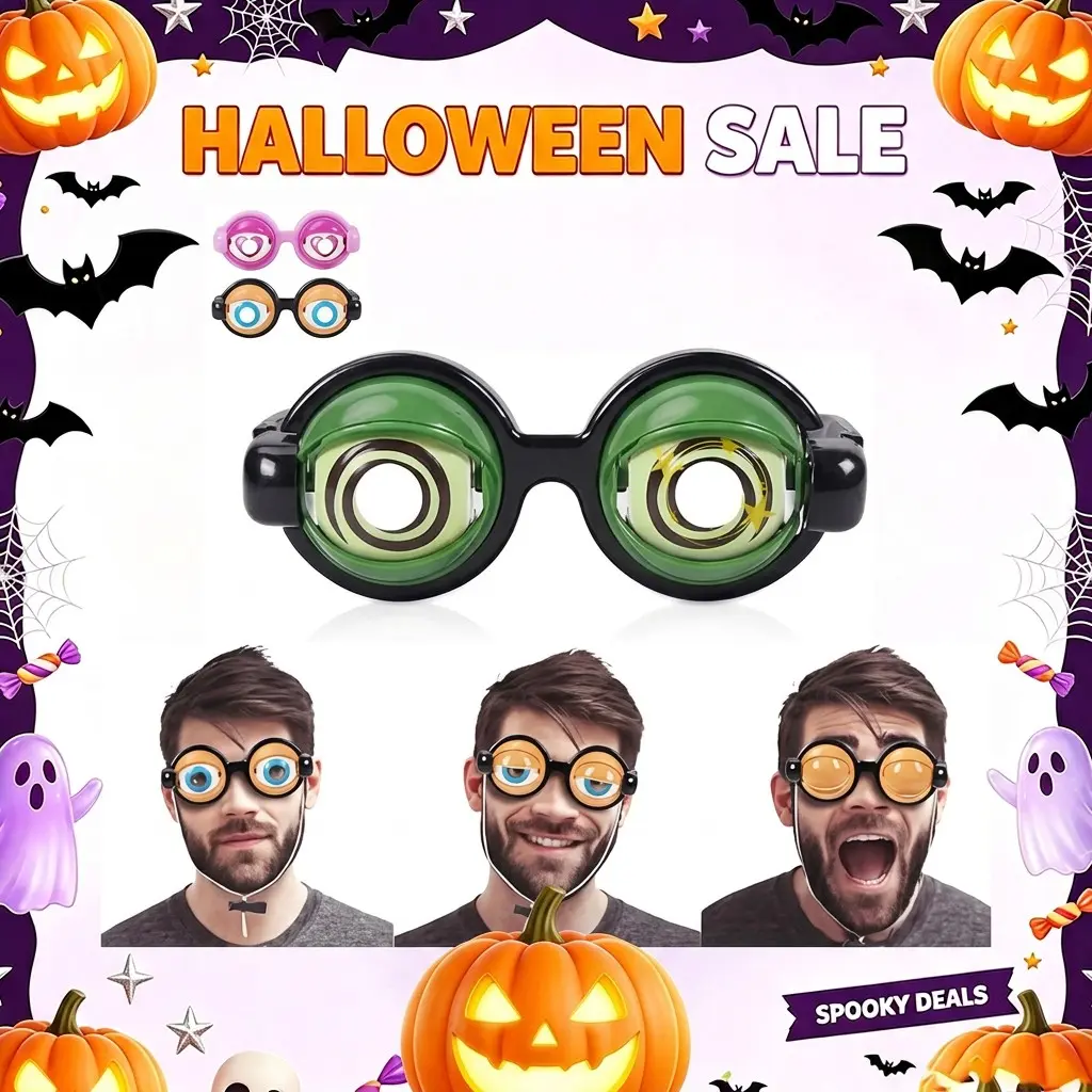 Prankster Glasses, Crazy Blinking Frog Plastic Eyewear, Fun Pranks, Halloween & Christmas Gift, Party Props, Kids & Adults