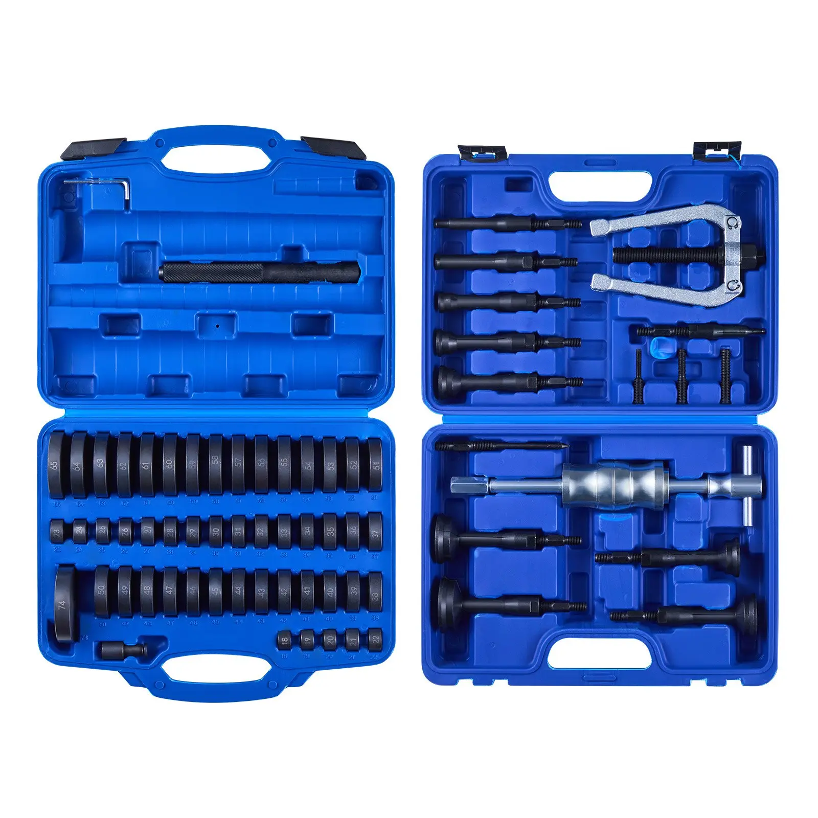 【DealsForYouDays】VEVOR Bearing Press Kit, 52+16 Pcs, 2 in 1 Bushing Driver Tool Bearing Press Kit, Race and Seal Driver Set with 49 Bushings, 10 Collets, Slide Hammer, Heavy Duty Removal Installation Set with Case