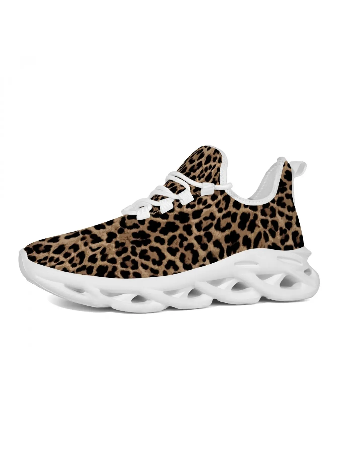 Leopard Print Theme Print Women'S Lace Up Trainers Casual Comfortable Breathable Versatile For Daily Outings Sports Fashion Walking Shoes Non Slip Wear Resistant Running Shoes