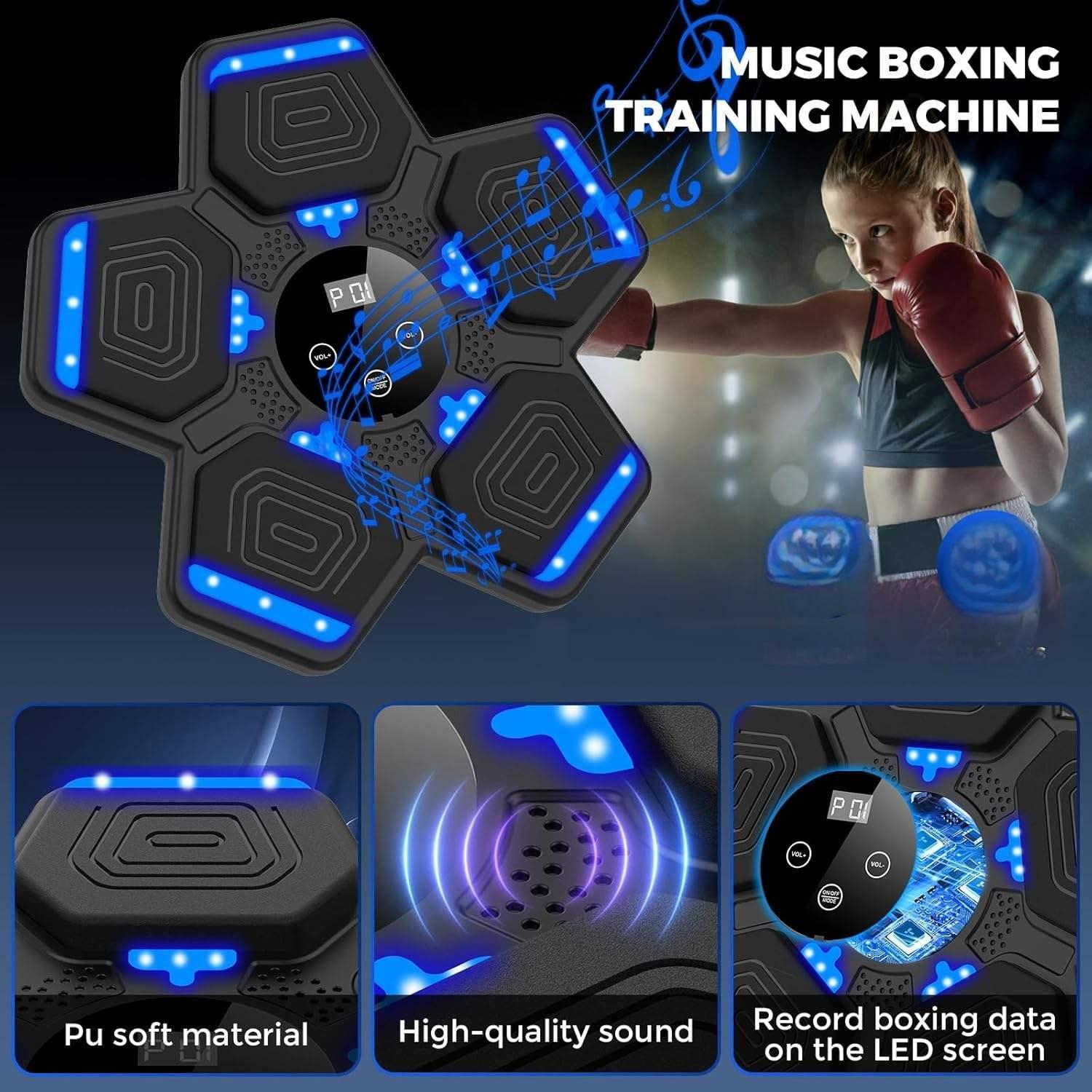 Smart Music Boxing Machine, Wall Mounted Boxing Training Equipment with Boxing Gloves, Punching Bag, Boxing Training Tool for Home Gym, Sports Toys for Men & Women