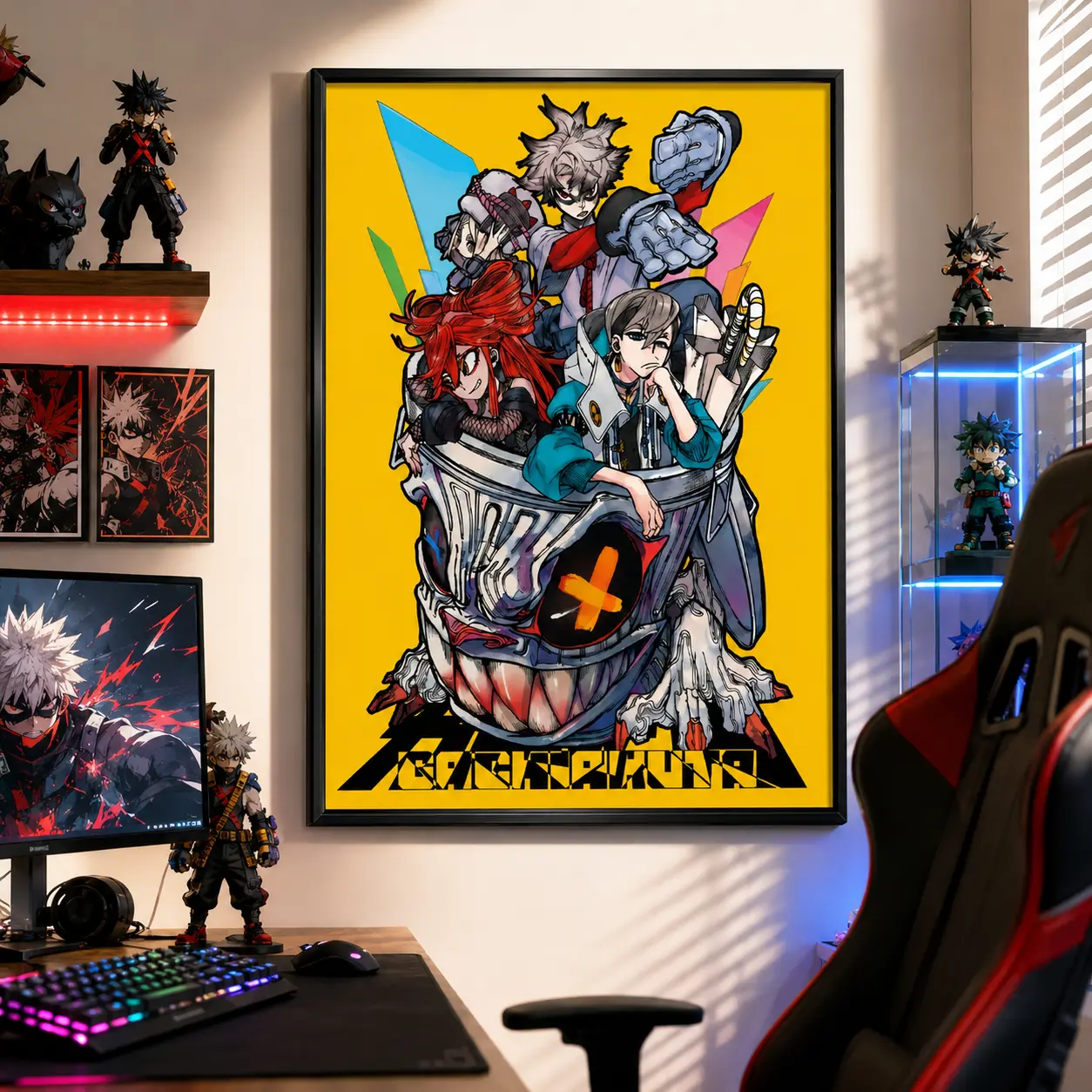 Gachiakuta Riyo Rudo Enjin Zanka Poster: Akuta Team, Anime Satin Poster, Canvas Wall Art, Framed Canvas, Manga Style Wall Decor, Gaming Room Decor, Otaku Room Decor, Bedroom Decor, Office Decor, Posters Room Decor, Gift for Fans, High-Res Artwork, Decor