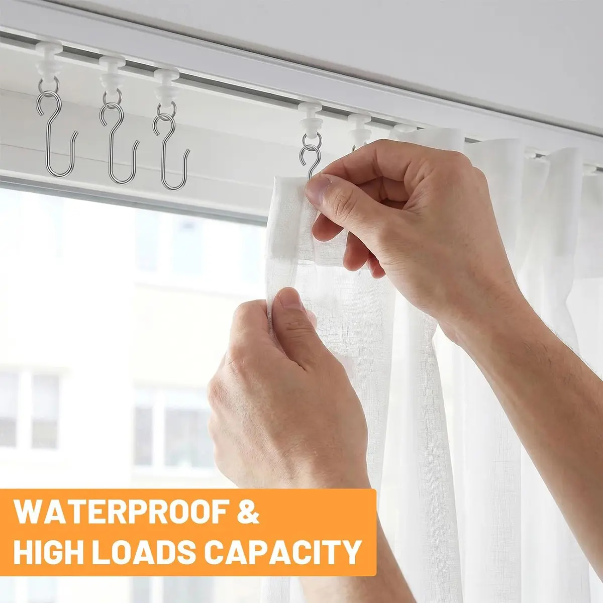 Bath Curtain Hooks and Wheels Set, Straight and Curved Track Rollers, Flexible Curtain Track Wheels, Bath Curtain Track Wheel Hook Set