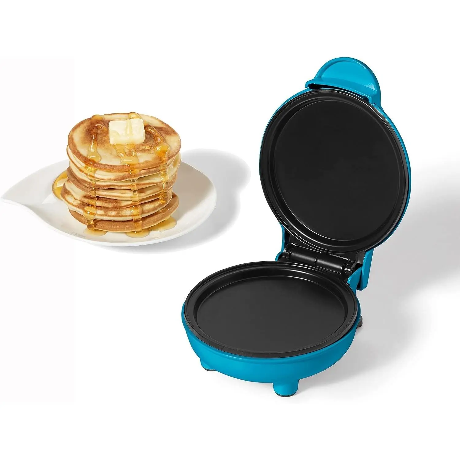 Electric Mini Pancake Maker 4" Non-Stick Cooking Surface Easy to Use & Clean 300W, Blue