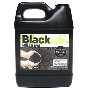 Peach Country Mulch Dye Midnight Black Quart, Mulch Paint Concentrate for Pump Sprayer Coverage Up to 2,800 Sq Ft, Water Based Landscape Color Restorer