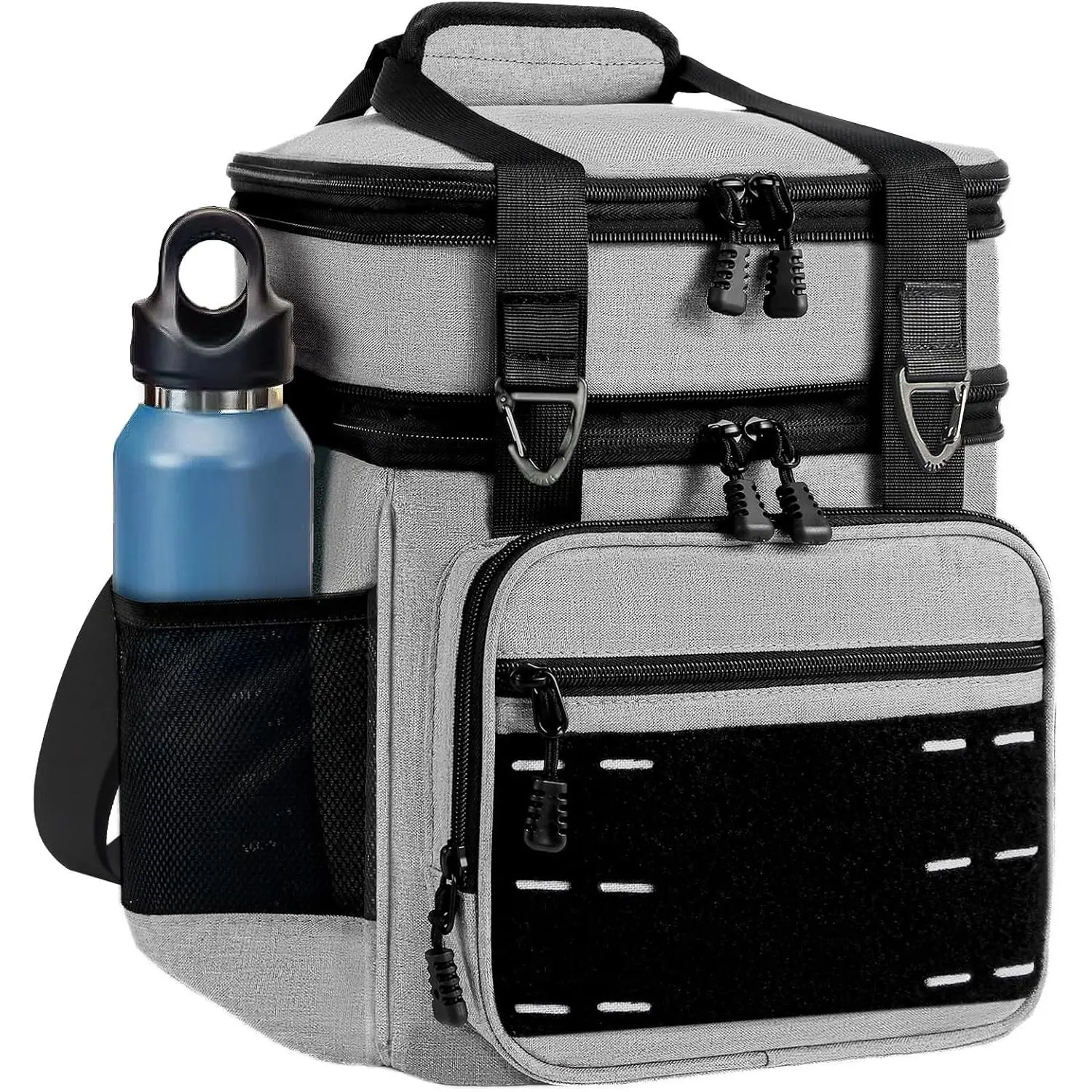 Tactical Insulated Pet Cold Thermal Bag with Zip & Velcro Strips - 16L Large Capacity Lunch Box for Adults, Picnic Outings, Grey, Cold Insulated Bag, Insulated Thermal Bag