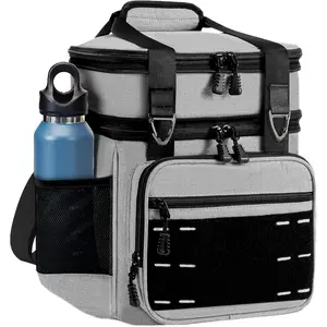 Lunch Box Cooler Bag - Tactical Insulated Lunchbox for Men - Large Lunch Pail Kit for Adults Work Outdoor Shifts Trips Grey 16L