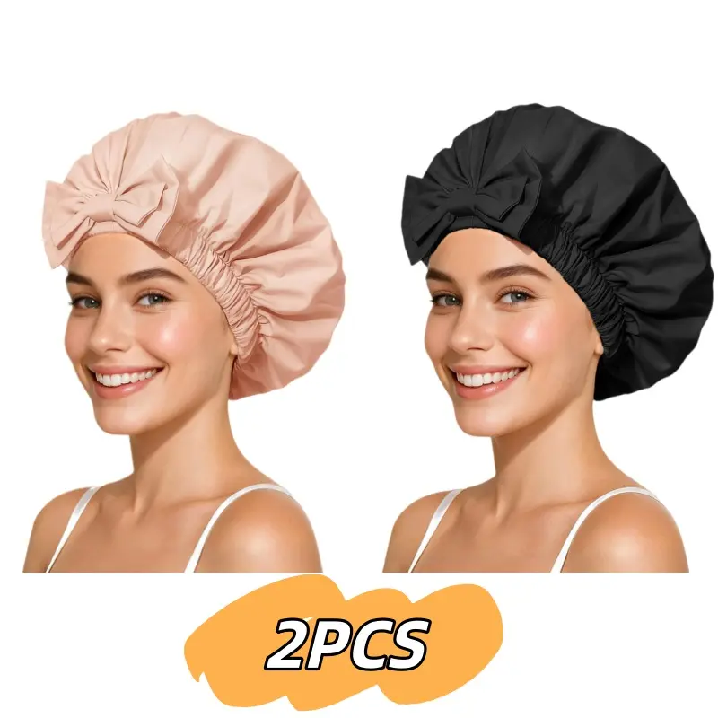 2 Reusable Waterproof Bath Caps, Loose Elastic Band Edge Bathing Hair Caps, Comfortable and Durable Hair Protection Shower Head Caps, Universal Hair Caps for Women at Home, in the Spa or Salon