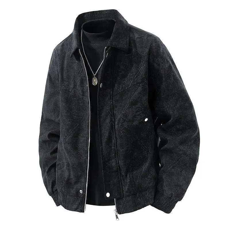 Men's Regular Fit Fashion Corduroy Zipper Plus Size Jacket Casual Comfort Long Sleeve Baseball Collar Coat All Season Outdoor Sports Suitable for Daily Wear Fashion Top