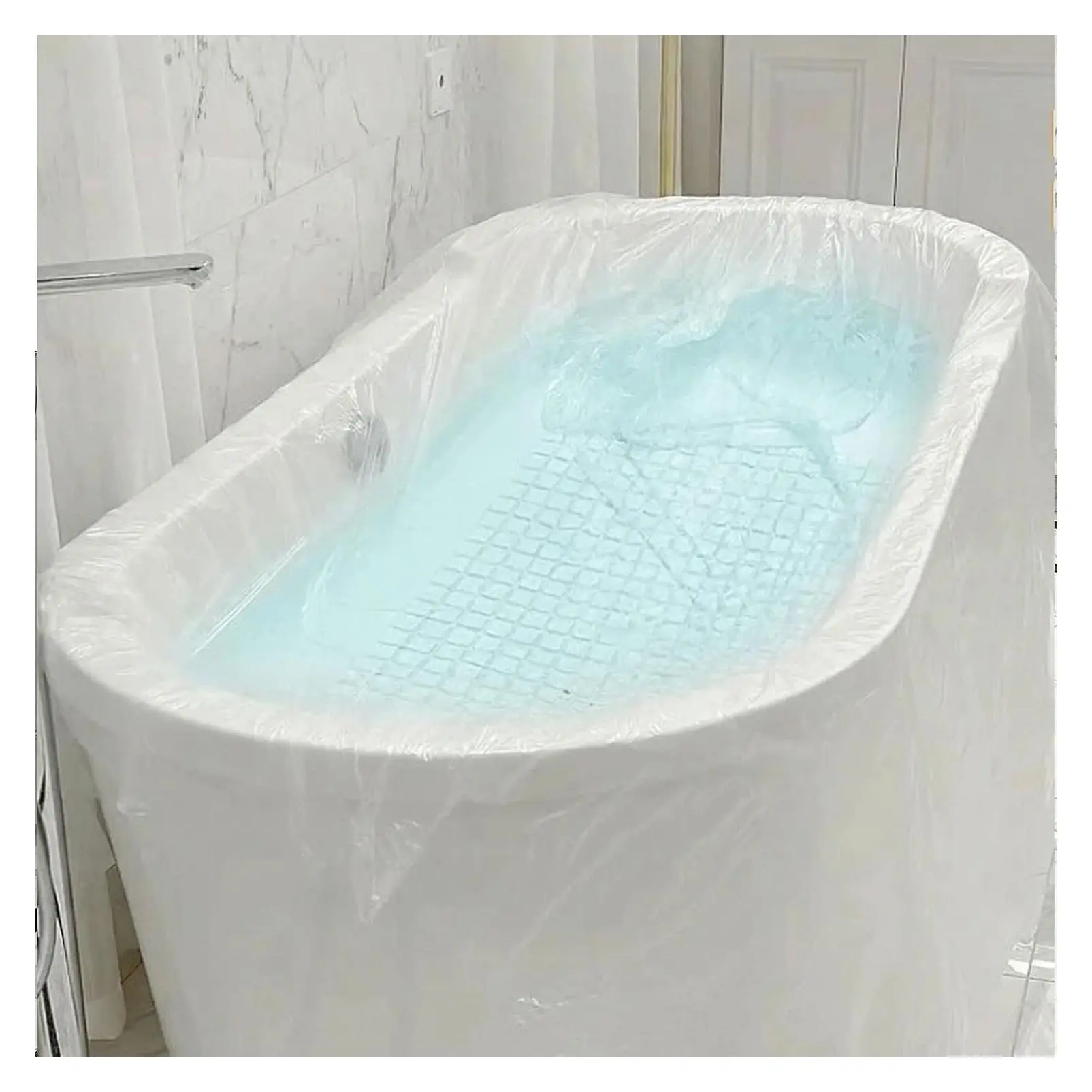 12 Pcs Disposable Bathtub Liners, Large 102x47 Inch, Individual Pack, Portable Plastic Cover Bags for Travel and HouseholdGift