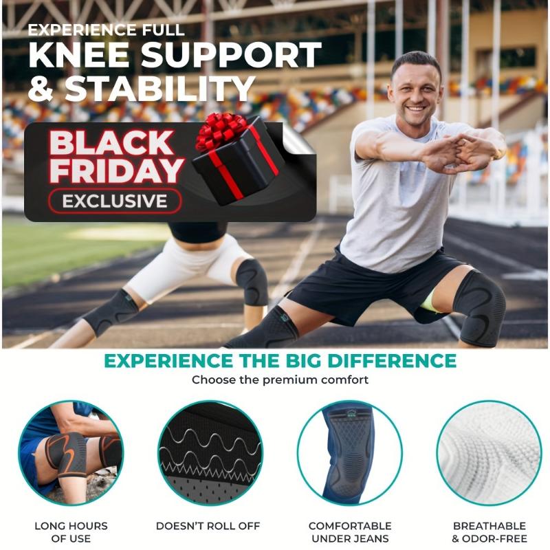 Compression Knee Brace For Women & Men - 2 Pack Knee Brace For Women Running Knee Pain, Knee Support Compression Sleeve, Workout Sports Knee Braces For Meniscus Tear ACL & Arthritis Pain Relief Patellar Belt Knee Stabilizer
