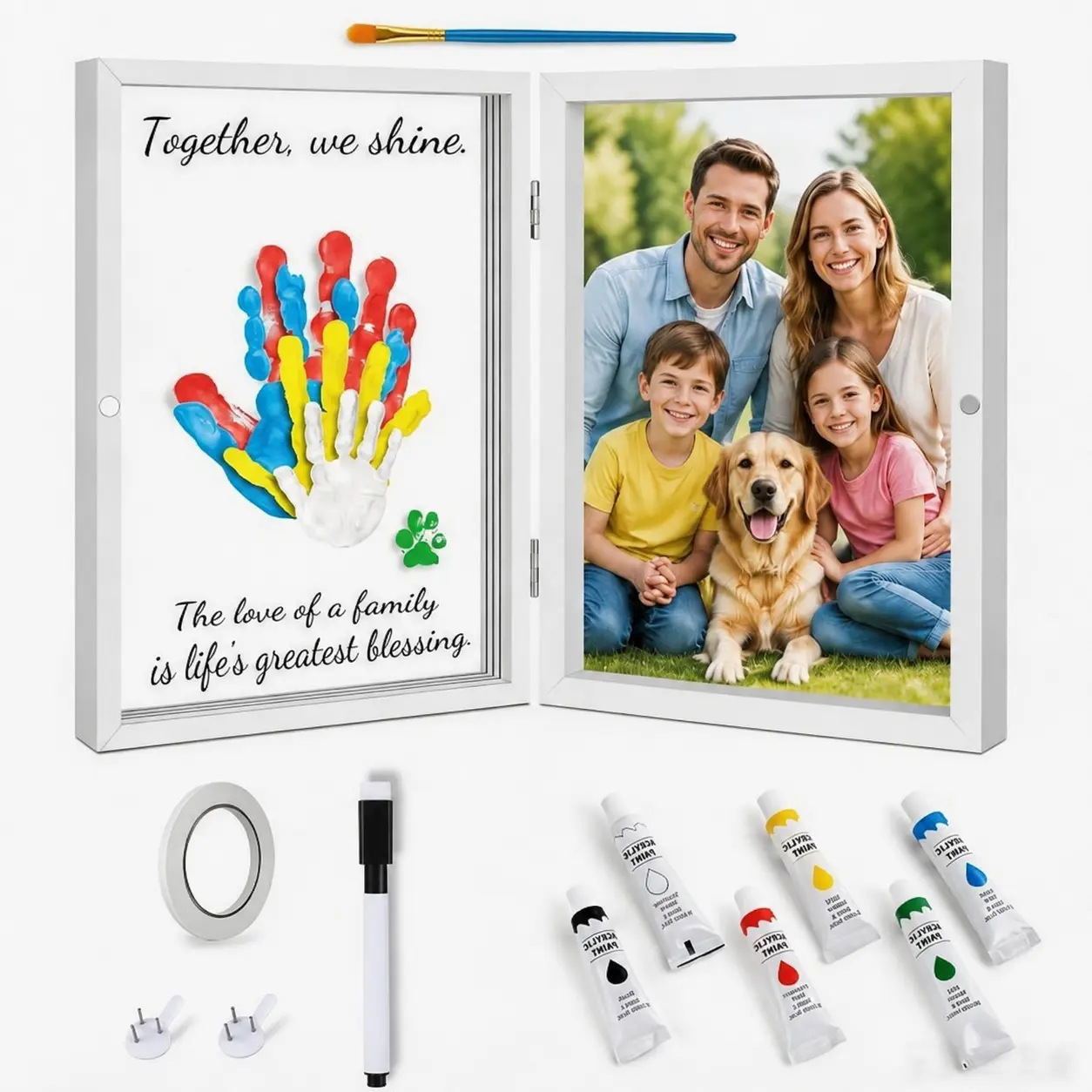 Family DIY Handprint Frame Craft Kit, Creative Memorial Decoration, Perfect for New Parents, Couples, Grandparents, Father's Day, Mother's Day Gift