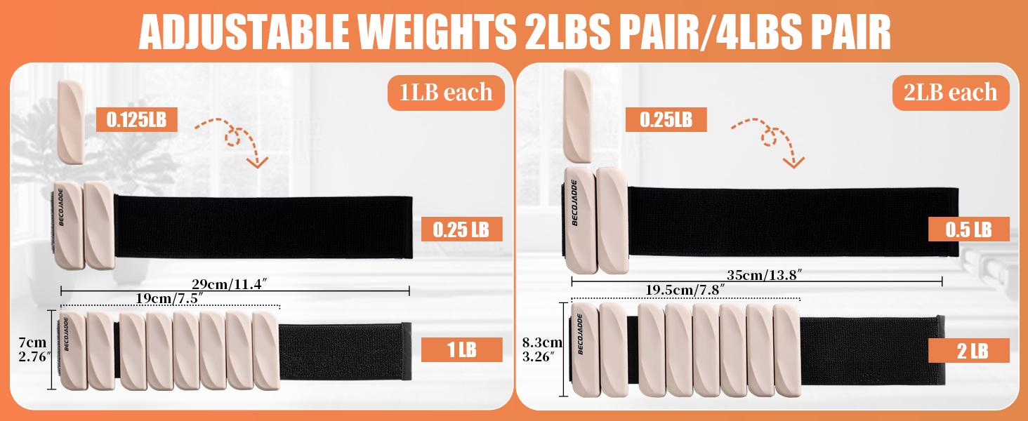 AGS Ankle Weights Set of 2 (1 lb/2 lb Each) for Women Men Adjustable Wrist Bracelet for Home Gym Weighted Bangles Wristbands Leg Arm Weights for Walking Swimming Running Pilates Yoga Gym