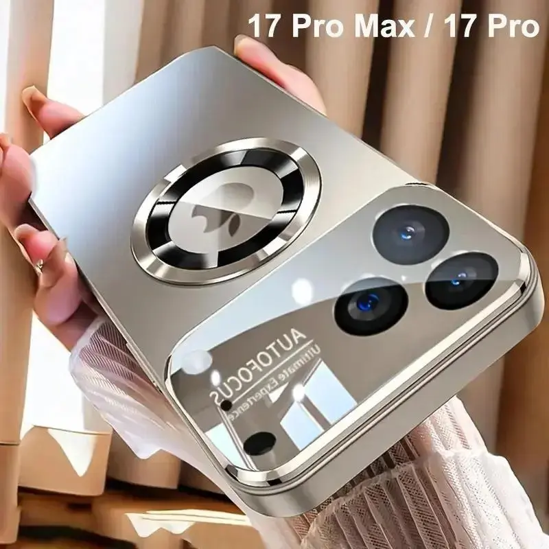 High Quality Titanium metal Color Matte Magnetic Case for iPhone 18 17 16 15 14 13 12 11 Pro Max For Magsafe Wireless Charge Cover