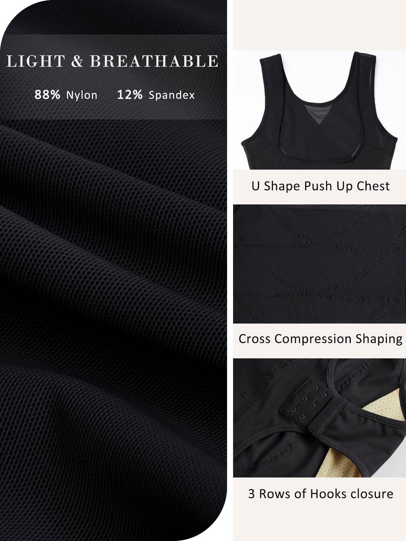 【Plus Size】 Solid Color Open Bust Hook & Eye Closure Crotch High Waisted Shapewear Bodysuit, Breathable Comfortable Shaper, Tummy Control Butt Lifter, Ladies Shapewear for All Seasons