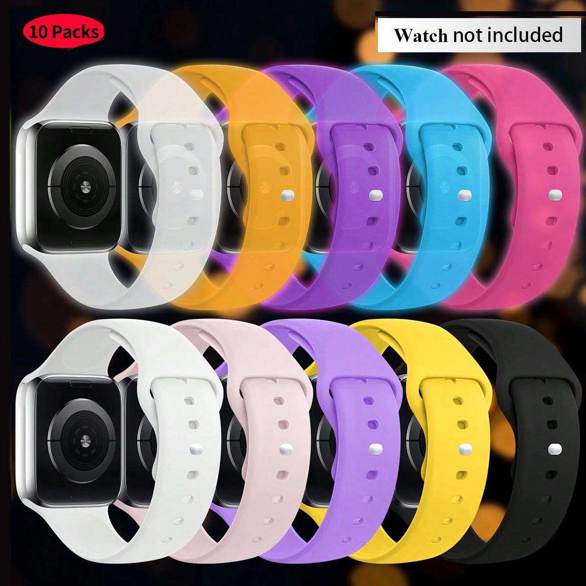 Solid Color Silicone Watch Strap, Multi-color Combination Watch Strap Set, Watch Band Compatible With Apple Watch, Smart Watch Straps