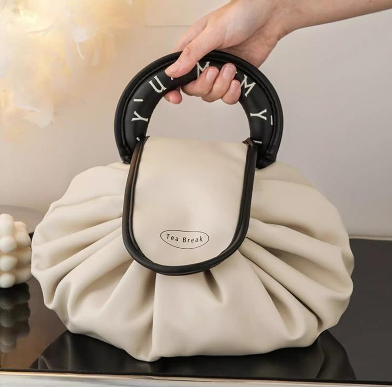 Chic Foldable Portable Makeup Organizer | Water-Resistant With Handle | Multi-Pocket for Skincare Cosmetics Daily Vanity Bathroom