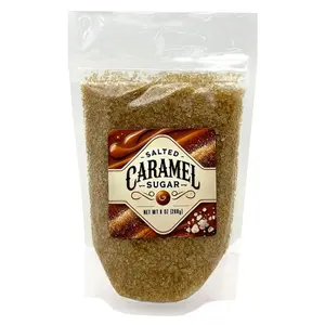 crait SALTED CARAMEL Flavored Sugar - 8 Ounce Resealable Bag – Use in Baked Goods, Cocktail Rimming Sugar, Coffee Topping, Frappes – Colored Sugar, Ice Cream Topping
