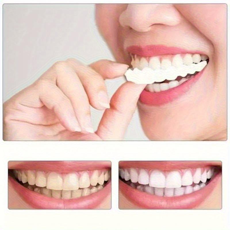 Instant Smile Teeth Fake Teeth for Cosplay Cosmetic Dental Veneers Braces + Case + Pliers Adjustable For Both Men And Women, Featuring A Plaid Design. The Whitening Effect Boosts Confidence.