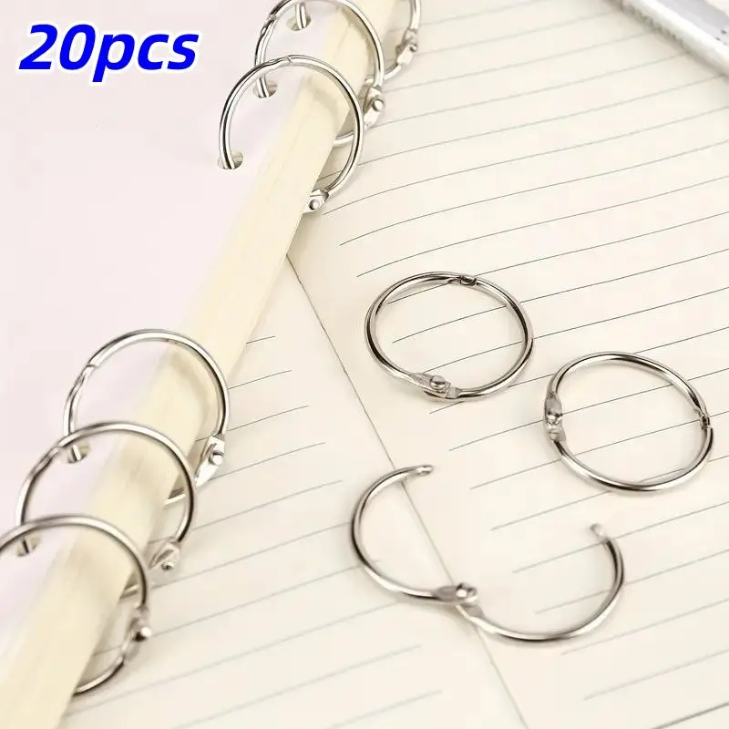 20-Piece Metal Book Rings, Card Clips, Binder Rings, Open Loop Buckles, Ring Binding Clips, Calendar Iron Rings, New Condition