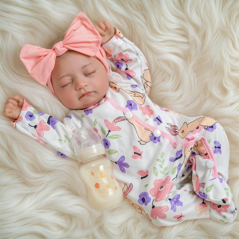 20 Inch Realistic Reborn Doll, 1 Set Lifelike Newborn Doll with Clothes & Accessories, Cute Clothes Dolls, Lovely Companion Toys for Birthday Gifts, Soft Cuddly Gift, Sleeping Doll