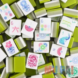 Acrylic Mahjong Gradient Green Four-Layer American Portable Crystal Mahjong Set - Gift Set
