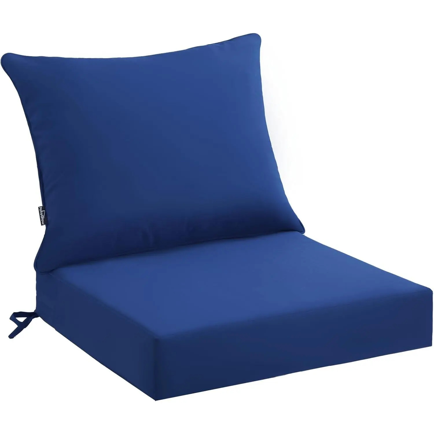 Outdoor Seat Cushion Set 24 x 24 x 4 Inch, Waterproof & Fade Resistant Patio Furniture Cushions with Removable Cover and Ties, Thick Deep Seating Pads for Outside Chair Sofa Couch, Blue