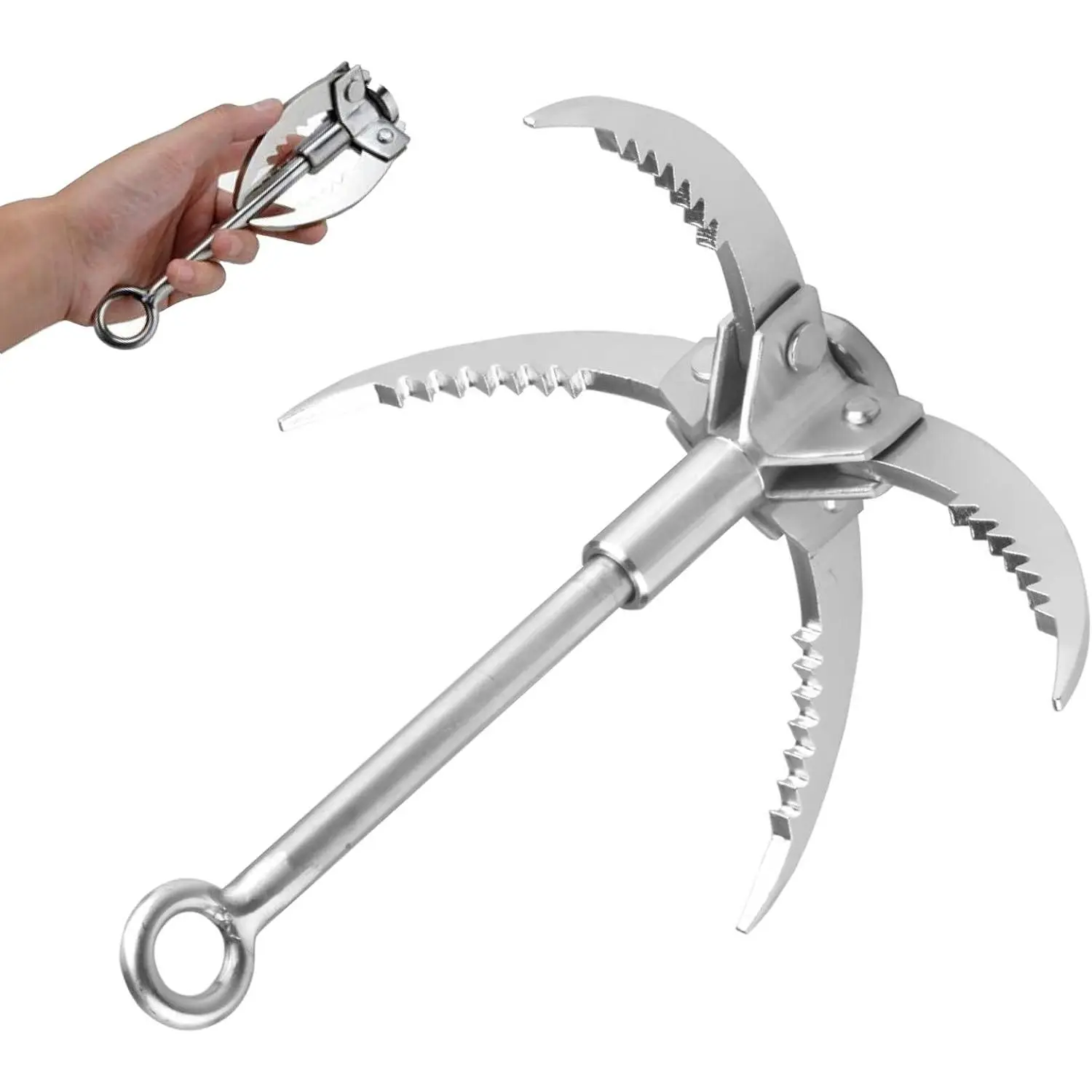 Grappling Hook Stainless Steel Gravity Claw Carabiner 771 881 LBS Load Capacity for Outdoor Survival Retrieval Climbing Fishing Aquatic Anchor Hook