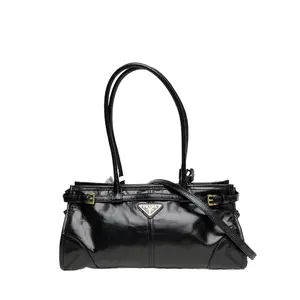 Pre-owned PRADA Black Gold Hardware softlux Medium Black P226360335