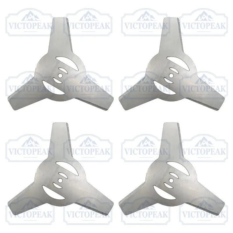 4 Pack 3 Teeth Stainless Steel Brush Cutter Blades Replacement Grass Trimmer Weed Eater Cutting Blades Metallic Blade For Electric String Trimmer Lawn Garden Weeding Tools