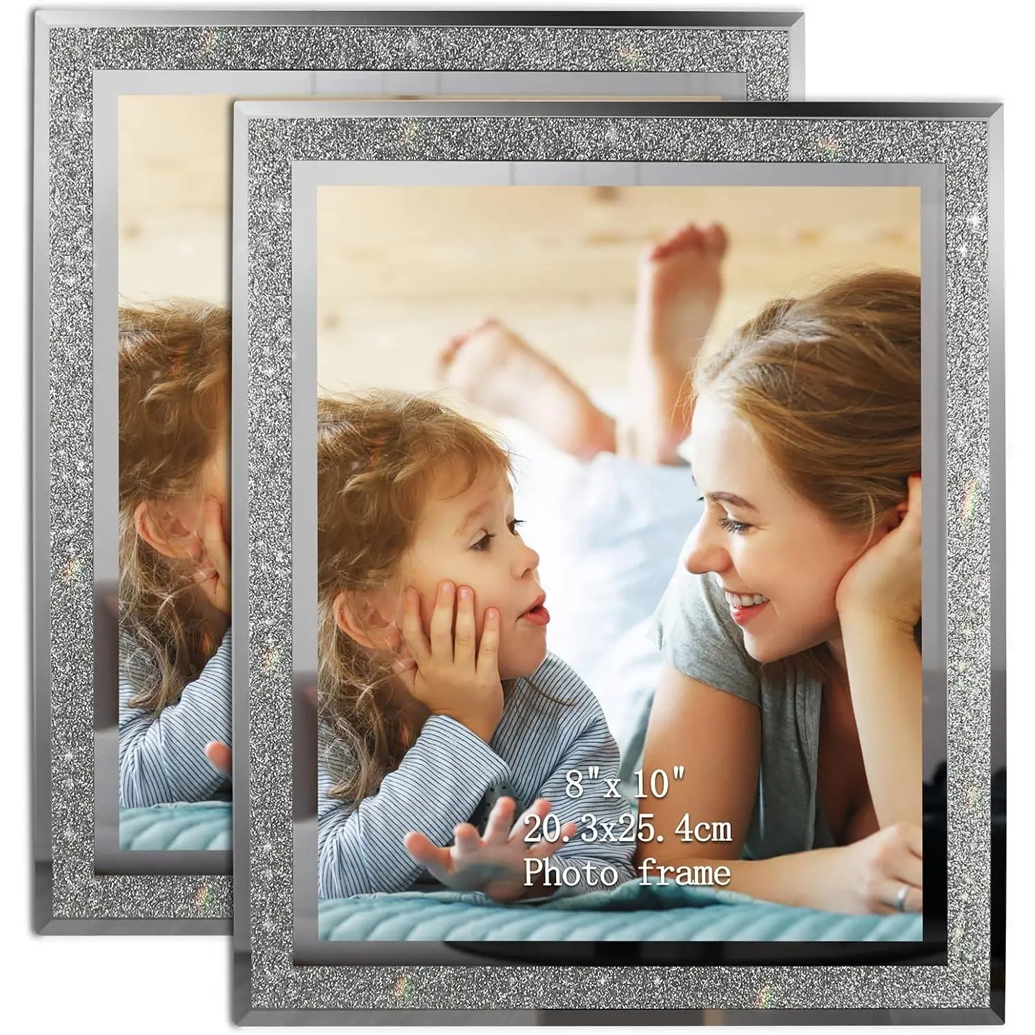8x10 Inch Sparkle Glass Tabletop Picture Frame, 2 PackGift