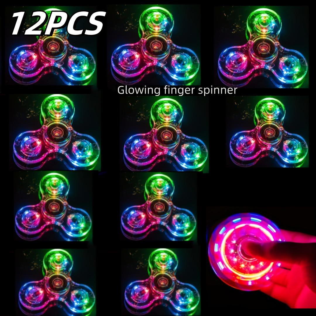 12pcs LED Crystal Fidget Spinner with Vibrant Lights - Glow-in-the-Dark, Adjustable Relax Gyroscope, Transparent PC Material, 4-Gear Colorful Spinning Top for Youngsters, Fidget Toys