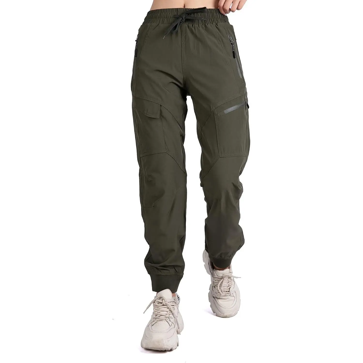 Women's Athletic Hiking Cargo Joggers Pants Outdoor Workout Lightweight Quick Dry UPF 50 Zipper Pockets