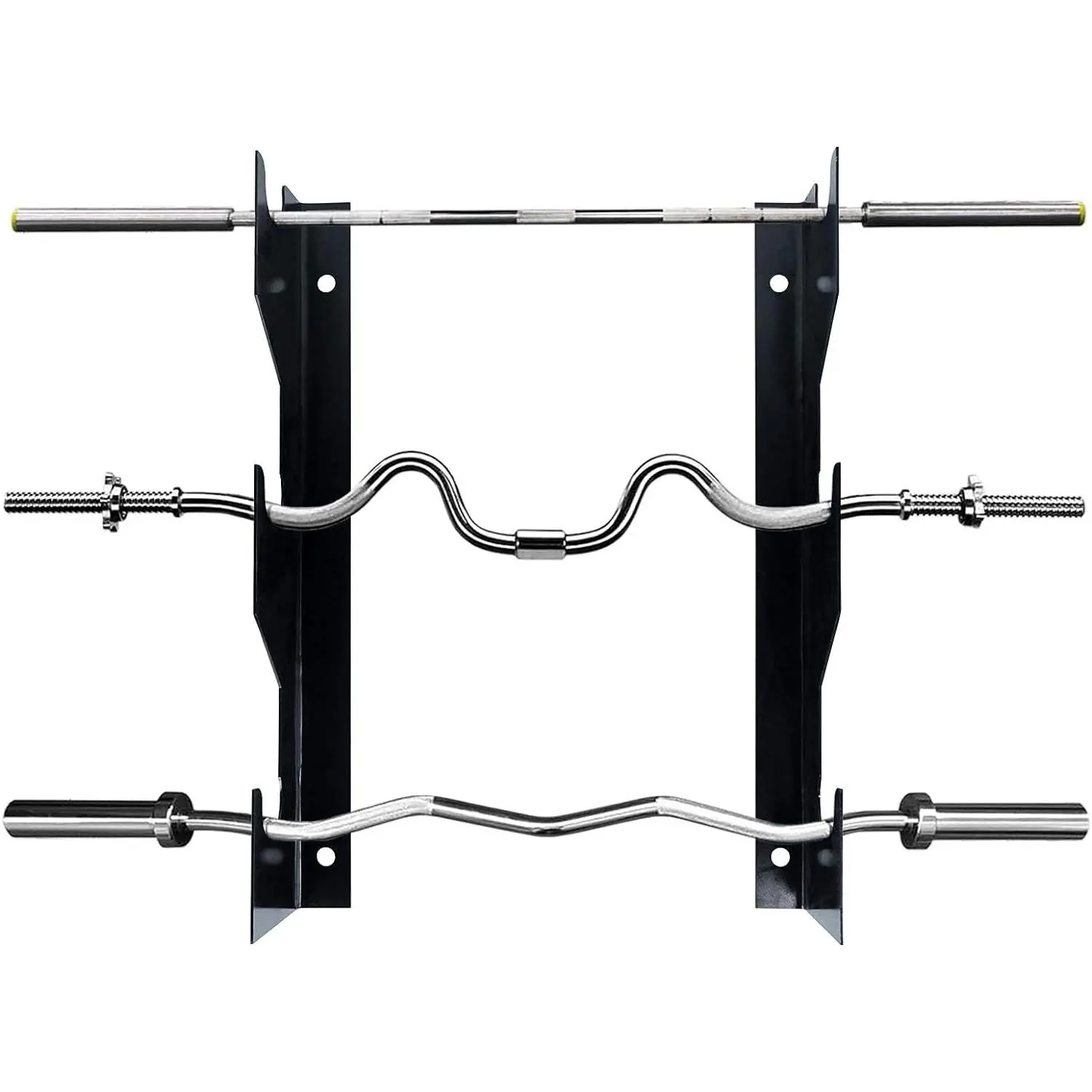 Barbell Holder Wall Mount, Horizontal 3 Weight Bar Storage Rack