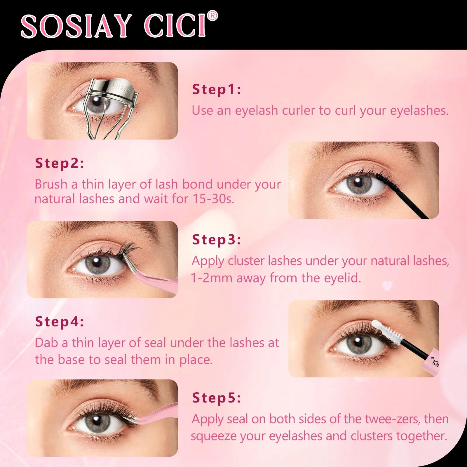 SOSIAY CICI 3-Pack DIY Lash Extension Kit, 320PCS 40D D Curl Lash Clusters 9-16mm, All-in-One Lash Set with Bond Seal Remover Tweezers