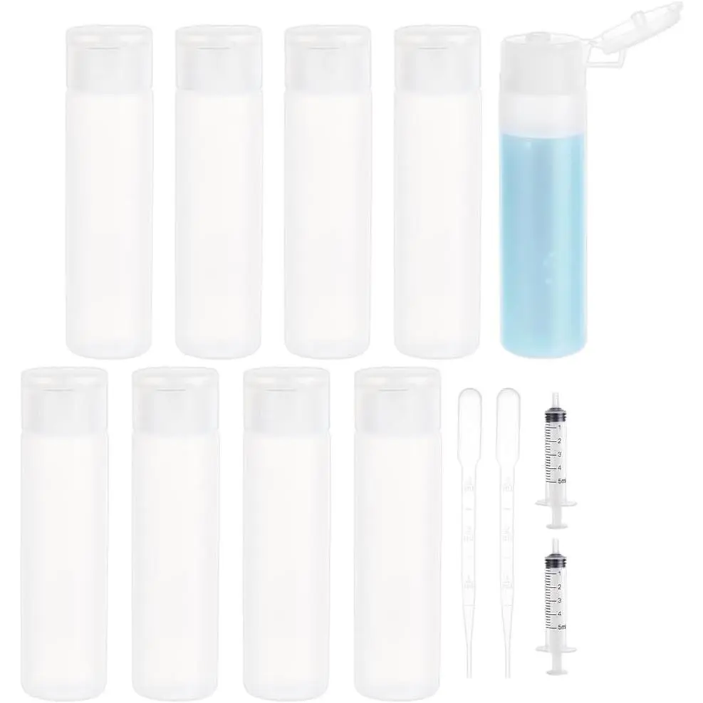 10 Pack 18ml 0.6oz Small Travel Squeeze Bottles Refillable Makeup Foundation Container Travel Essentials Sample Bottles for Toiletries, Shampoo Toner