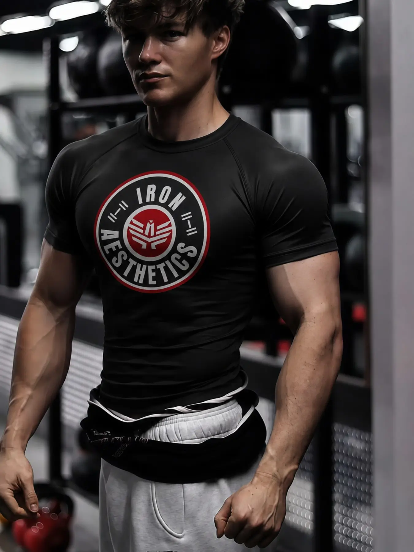 Men's Milk Silk Tight Fitness Short Sleeve, Hardcore Bodybuilding Style, High Elasticity Shaping, Muscle Definition, Gym Strength Training, Compression Sports Tee
