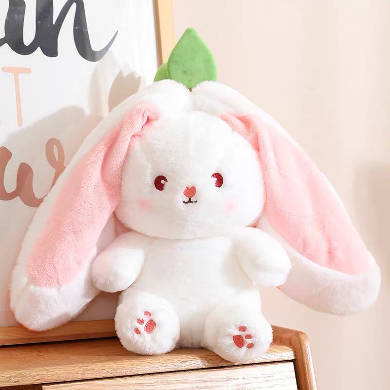 Cute Strawberry Bunny Plush Toy Soft Kawaii Stuffed Animal Gift for Kids Girls Hug Pillow Bed Decoration Birthday Present Furry Friends Plush Doll Animal Gift for Kids Girls Hug Pillow Bed Decoration Birthday Present Furry Friends Plush Stuffed Animal