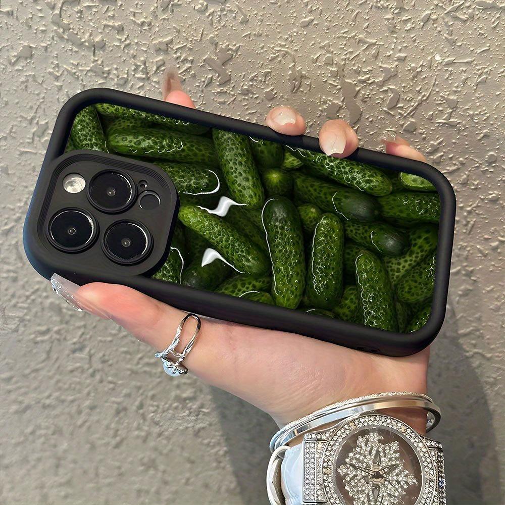 Fresh and Unique Cucumber-themed Creative Pattern, New "Heaven's Eye" Ladder-style Phone Case, Fun and Distinctive, Simple, Stylish, and Trendy, a Holiday Gift for Couples, Suitable for iPhone 17 E Air Pro ProMax iPhone16 15 14 Plus 13 12 Mini 11 X XS XR