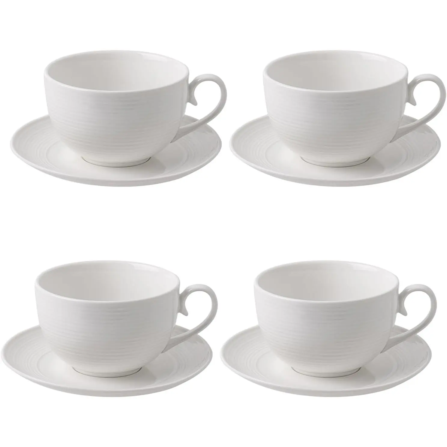 12 oz Cappuccino Cups with Saucers, Ceramic Espresso Coffee Cups Set of 4, White Latte Cup and , Elegant  Mugs Set, Microwave Dishwasher Safe Drinkware for Cafe, Housewarming