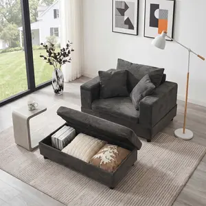 Aobtkel®Chaise Lounge Chair with Removable Storage Ottoman Accent Sofa Bed Upholstered Sleeper Couch Bed with Pillows, Modern Deep Seat Upholstered Armchair for Living Room, Bedroom
