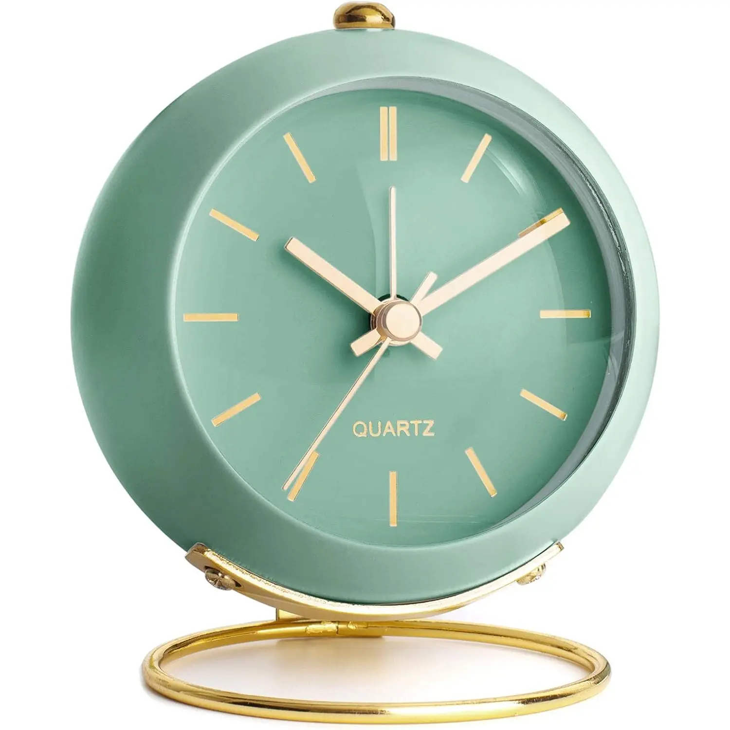 ®  Operated Analog Desk  Clock with Light, Table Clock | Retro Aesthetic Clock with Silent Non-Ticking Movement for Bedside, Bedroom, Kitchen, Office, Travel & ' Room (Green)